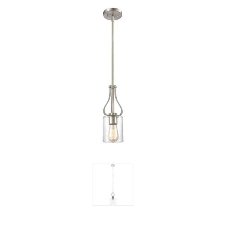 Atlas Lighting & Home Market Square Brushed Nickel Seeded Glass Mini Pendant