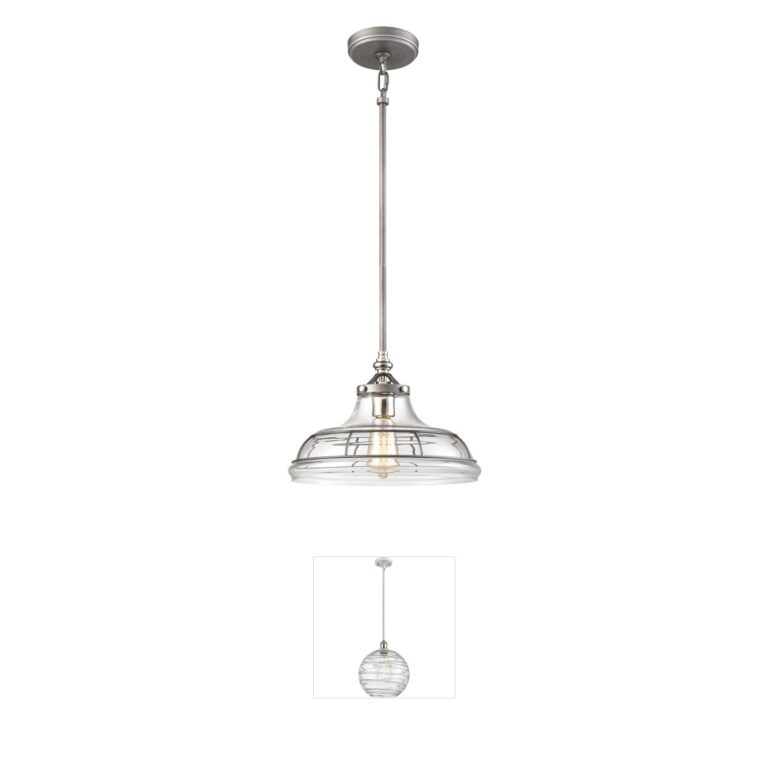 Atlas Lighting & Home Dunkirk Clear Glass Pendant with Weathered Zinc