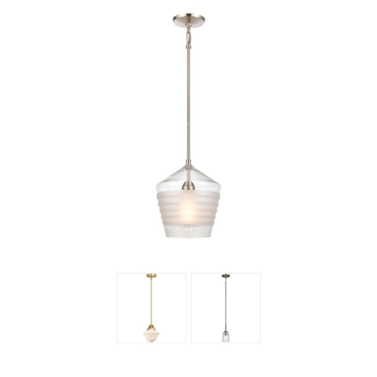 Atlas Lighting & Home Konis Satin Nickel & Ribbed Glass Mini Pendant