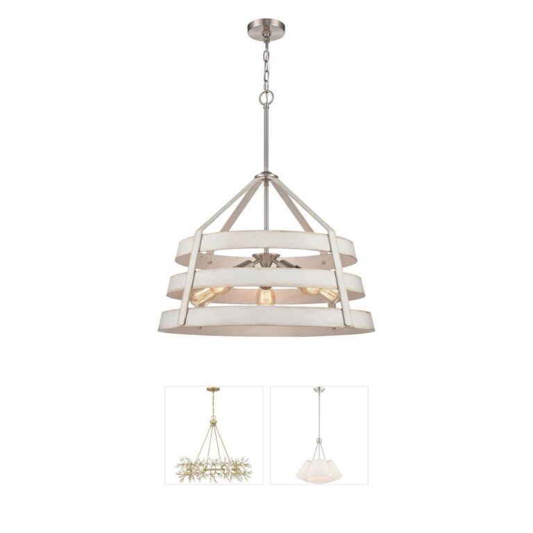 Atlas Lighting & Home Brigantine 5-Light Weathered White and Satin Nickel Chandelier