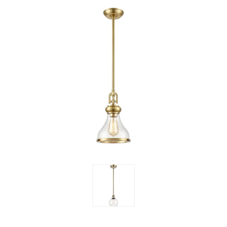 Atlas Lighting & Home Rutherford Satin Brass Seeded Glass Mini Pendant