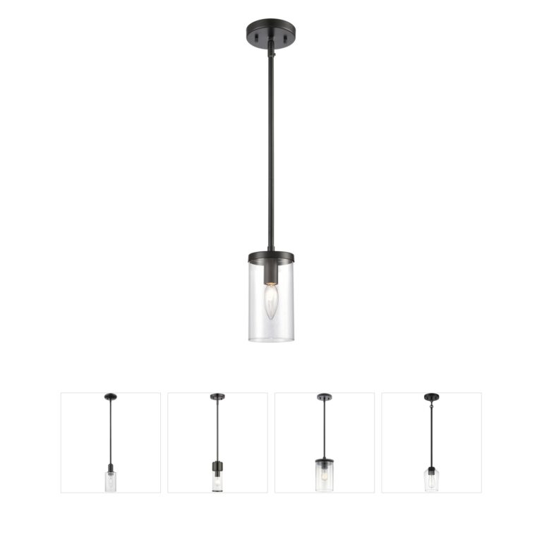 Atlas Lighting & Home Oakland Black 1-Light Clear Glass Mini Pendant