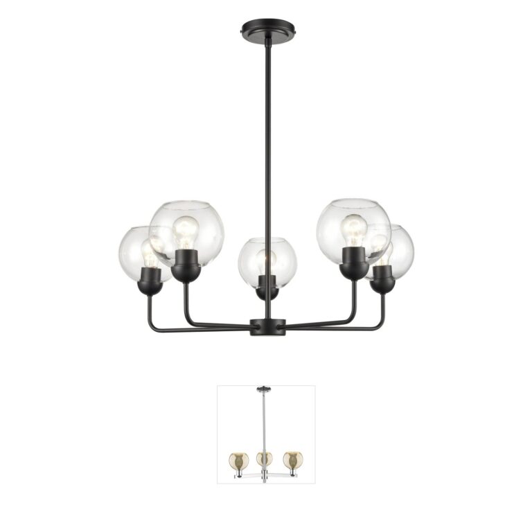Atlas Lighting & Home Boman 5-Light Matte Black and Clear Glass Chandelier