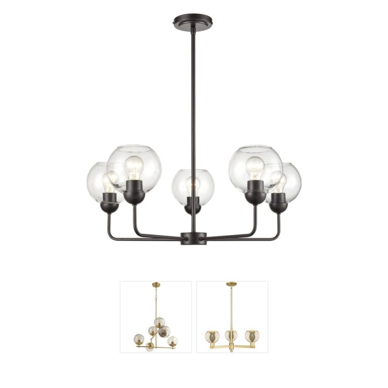 Atlas Lighting & Home Boman 5-Light Oil Rubbed Bronze Chandelier with Clear Glass
