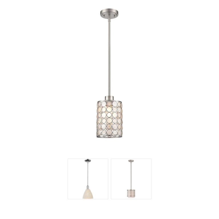 Atlas Lighting & Home Sagamore 6-Inch White Capiz and Brushed Nickel Mini Pendant