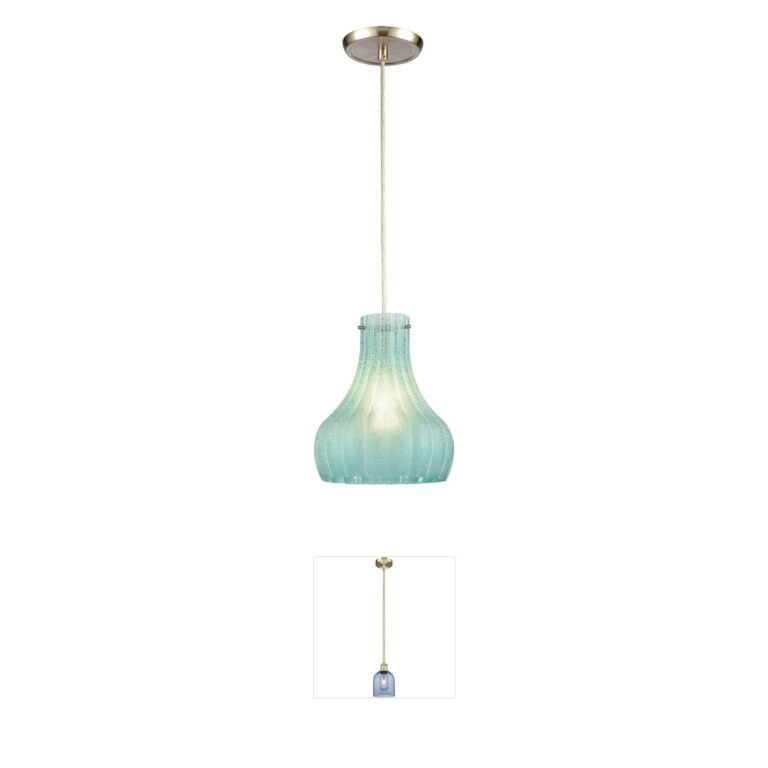 Atlas Lighting & Home Coastal Scallop Seafoam Glass Mini Pendant