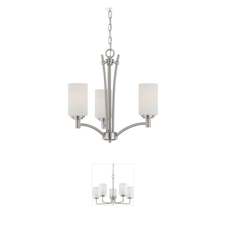 Atlas Lighting & Home Pittman 3-Light Brushed Nickel Chandelier with Etched Opal Glass