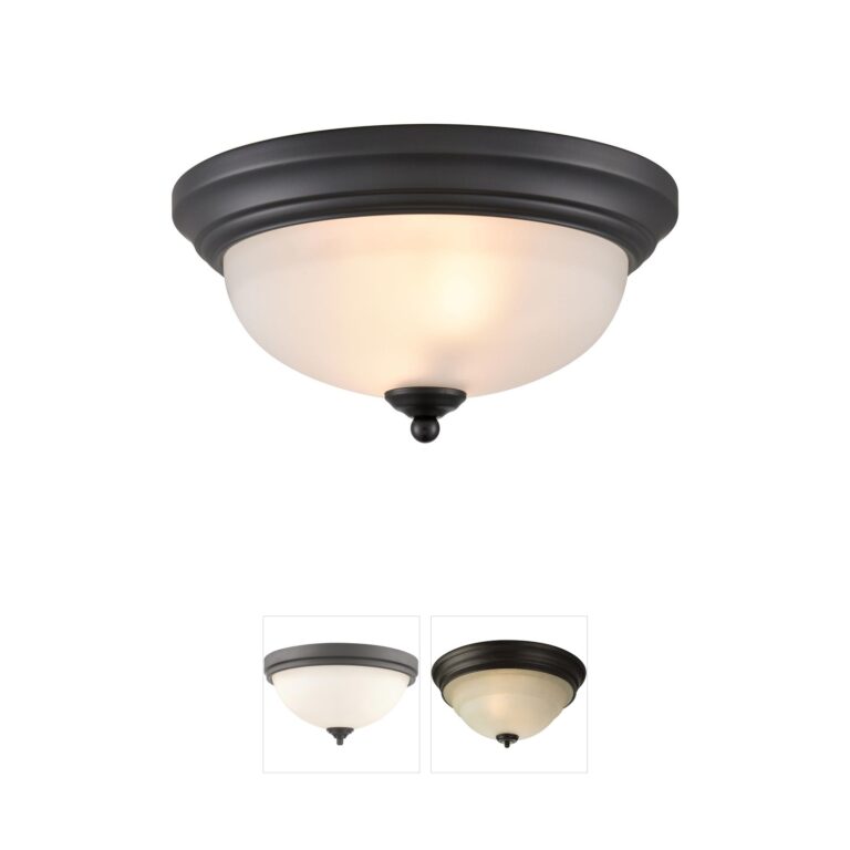 Atlas Lighting & Home Helena 11-Inch 2-Light Black Flush Mount with Frosted Glass