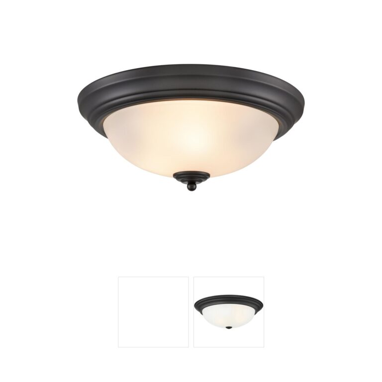 Atlas Lighting & Home Helena 15-Inch 3-Light Black Flush Mount with Frosted Glass