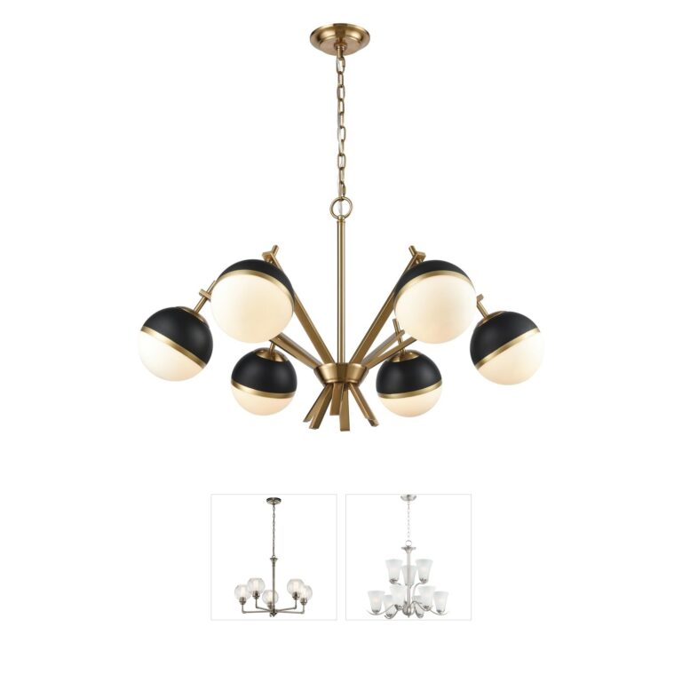 Atlas Lighting & Home Blind Tiger 6-Light Aged Brass and Frosted Glass Chandelier