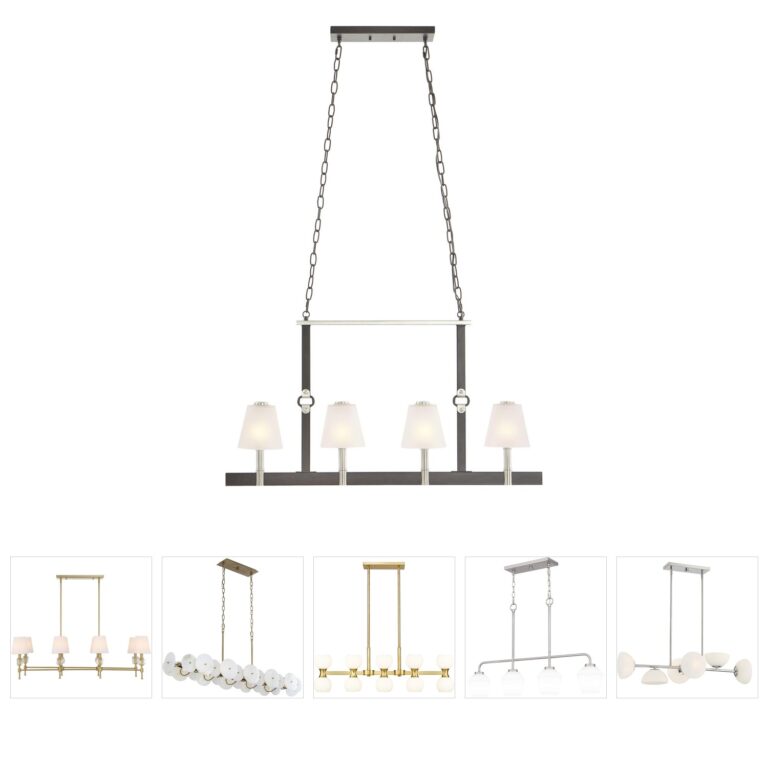 Atlas Lighting & Home Armstrong Grove 36-Inch 4-Light Linear Chandelier in Espresso and Frosted Glass