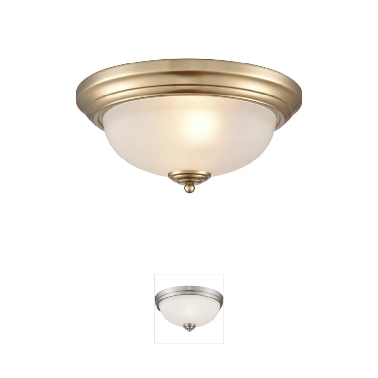 Atlas Lighting & Home Basics 13-Inch Satin Gold and Frosted Glass Flush Mount