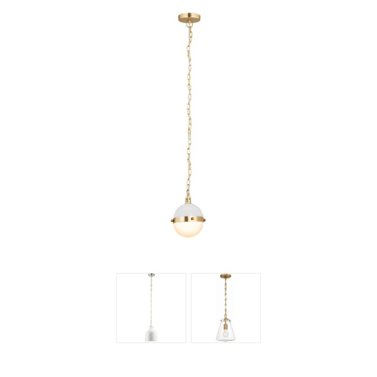 Atlas Lighting & Home Harmelin 7-Inch White and Satin Brass Mini Pendant