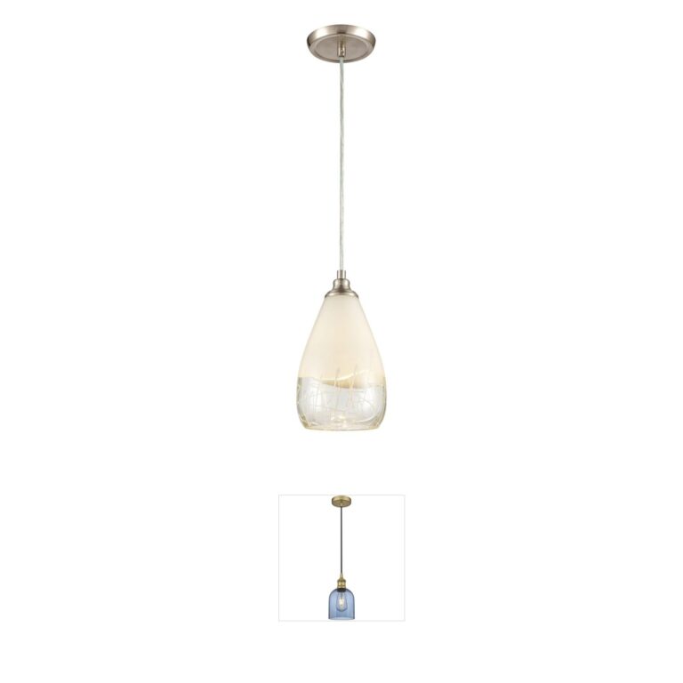 Atlas Lighting & Home Sugarcoat White Etched Glass Mini Pendant in Satin Nickel