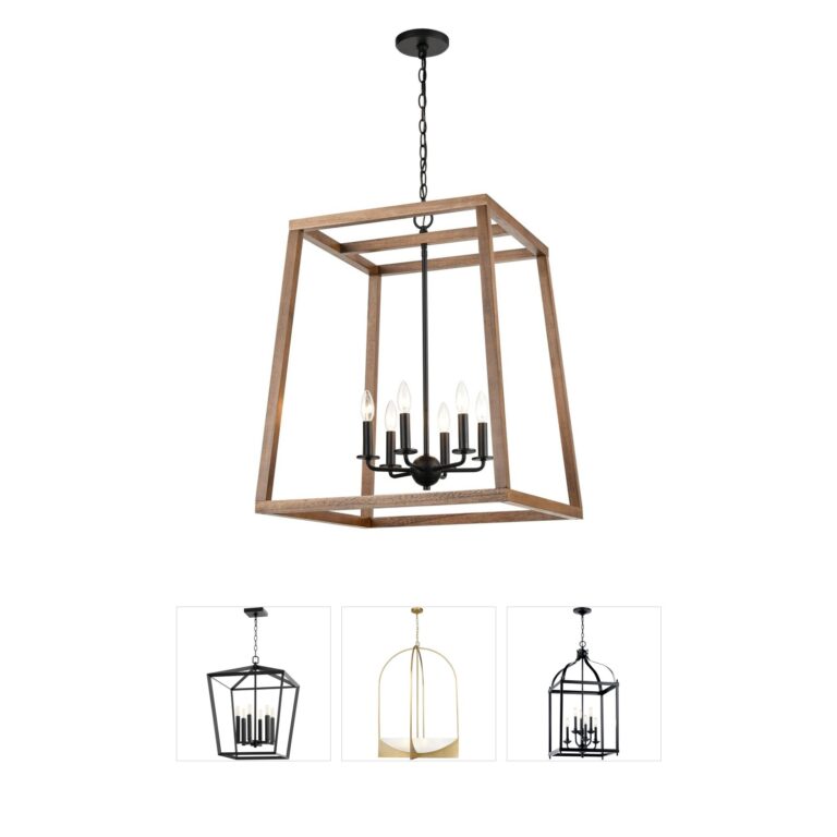 Atlas Lighting & Home Barrow Birchwood 6-Light Square Chandelier