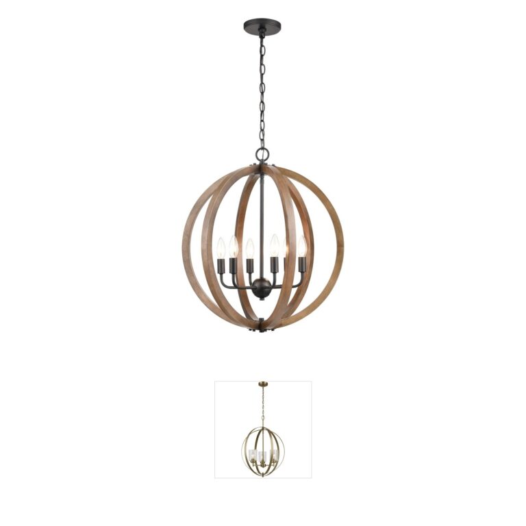 Atlas Lighting & Home Barrow Birchwood 6-Light Chandelier