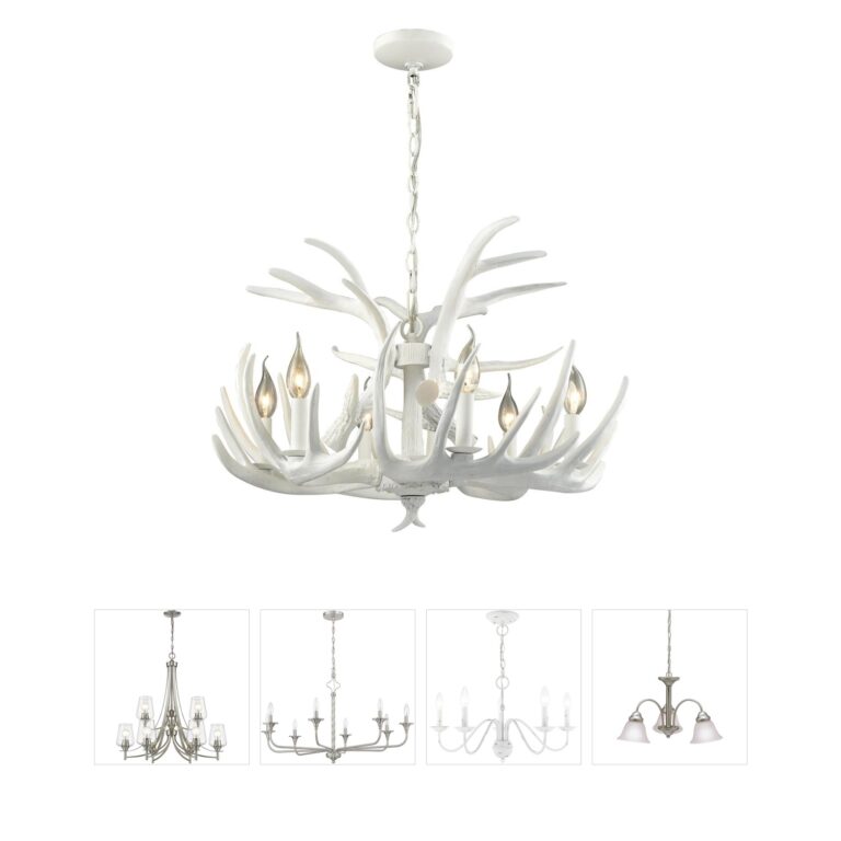 Atlas Lighting & Home Big Sky White Resin Chandelier
