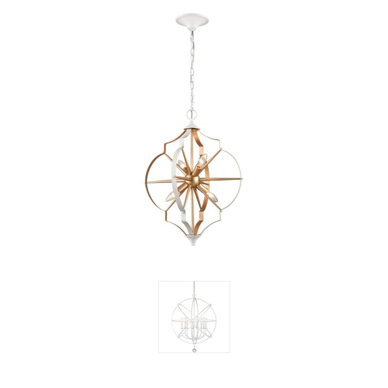 Atlas Lighting & Home Laguna Beach Gold & White Steel Chandelier