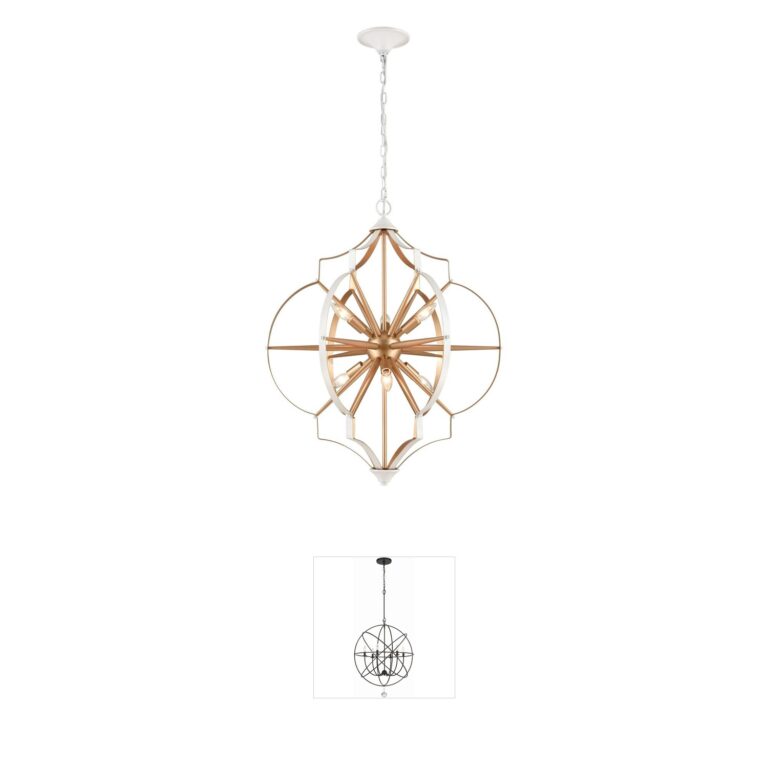 Atlas Lighting & Home Laguna Beach Gold & White Steel Chandelier