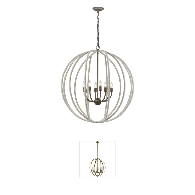 Atlas Lighting & Home Lasso 8-Light Rope and Iron Chandelier in Gray
