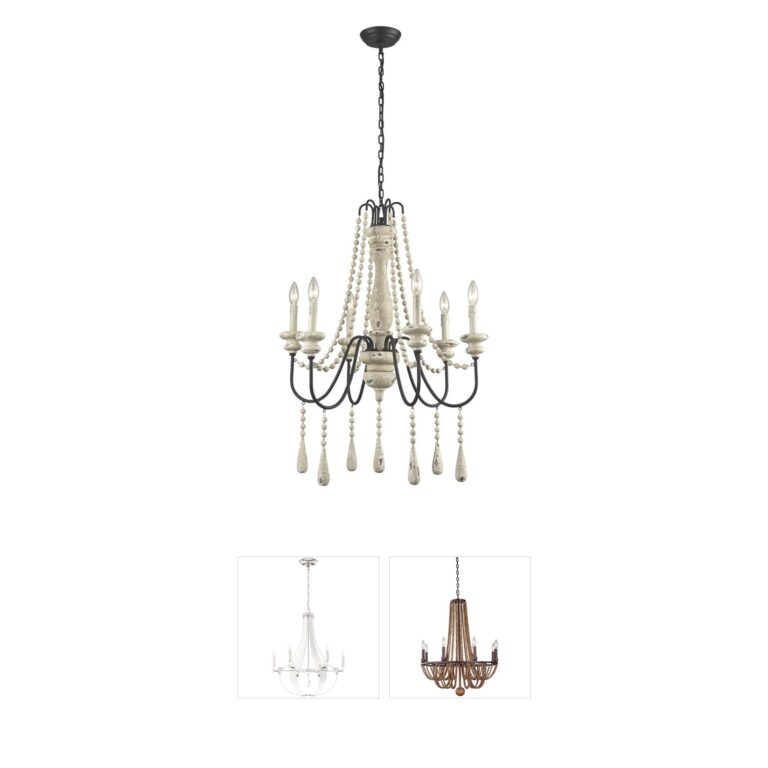 Atlas Lighting & Home Sommieres 25" 6-Light Steel and Fir Wood Chandelier