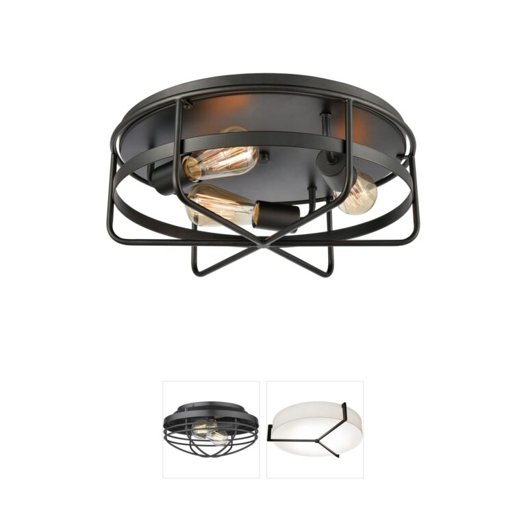 Atlas Lighting & Home Wickshire 3-Light Matte Black Flush Mount