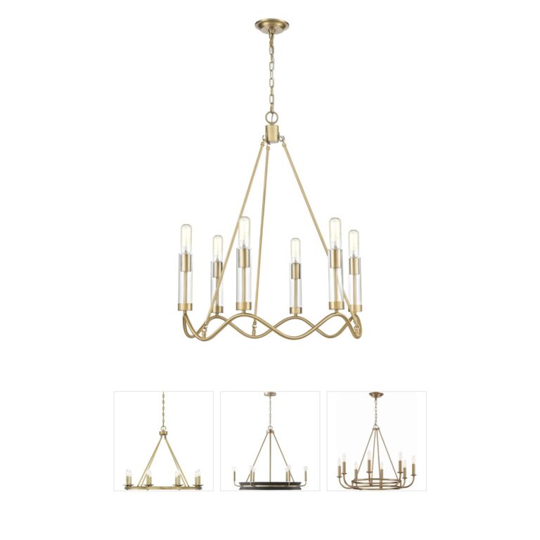 Atlas Lighting & Home Celsius 6-Light Satin Brass Cluster Chandelier