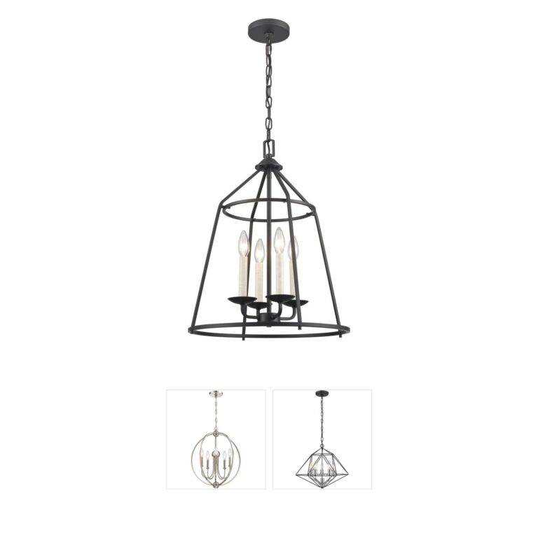 Atlas Lighting & Home Ellisville 4-Light Matte Black Steel Square Chandelier