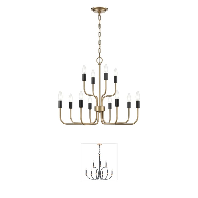 Atlas Lighting & Home Epping Avenue 12-Light Aged Brass Chandelier