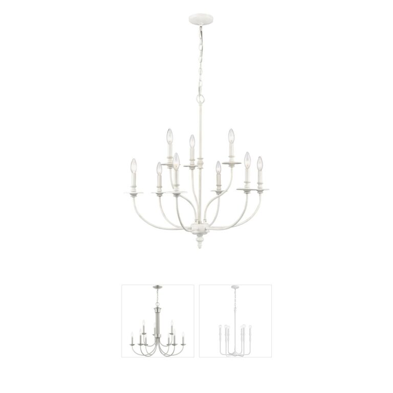 Atlas Lighting & Home Hartford 9-Light Farmhouse White Steel Chandelier