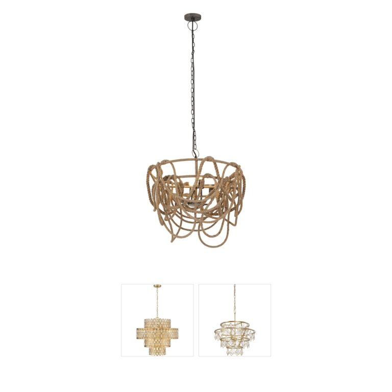 Atlas Lighting & Home Macon Rope and Pewter 4-Light Chandelier
