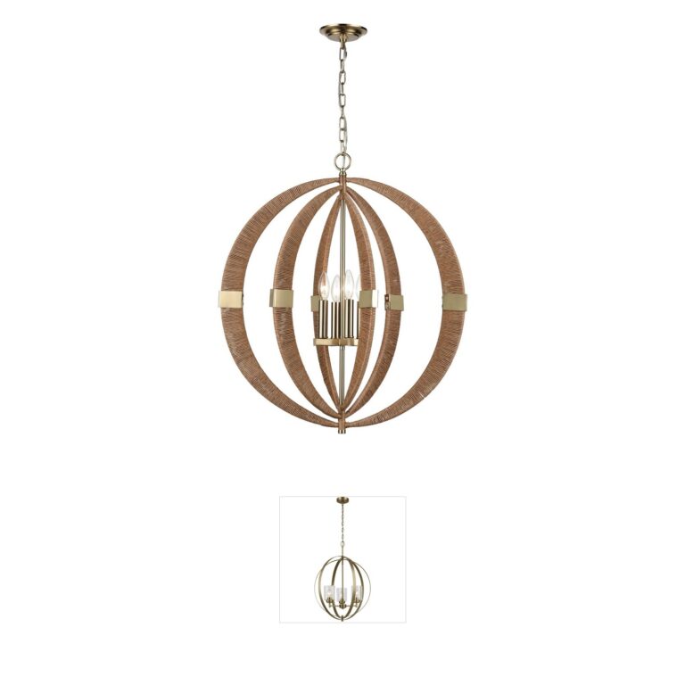 Atlas Lighting & Home Pyrus Synthetic Rattan Globe Chandelier