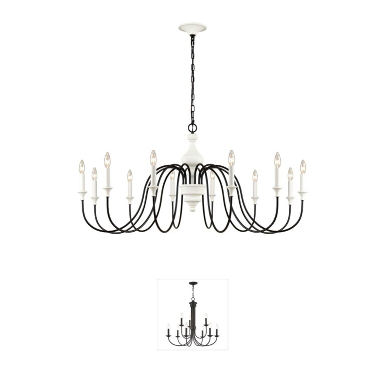Atlas Lighting & Home Val de Loire 48-Inch 12-Light Textured White Chandelier