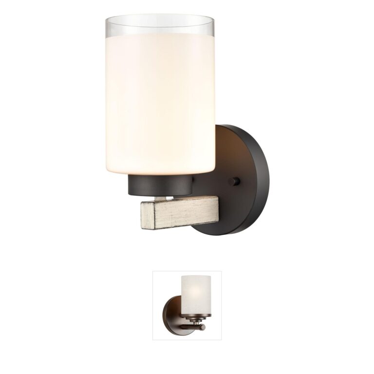 Atlas Lighting & Home Briggs 1-Light Whitewash and Black Vanity Light