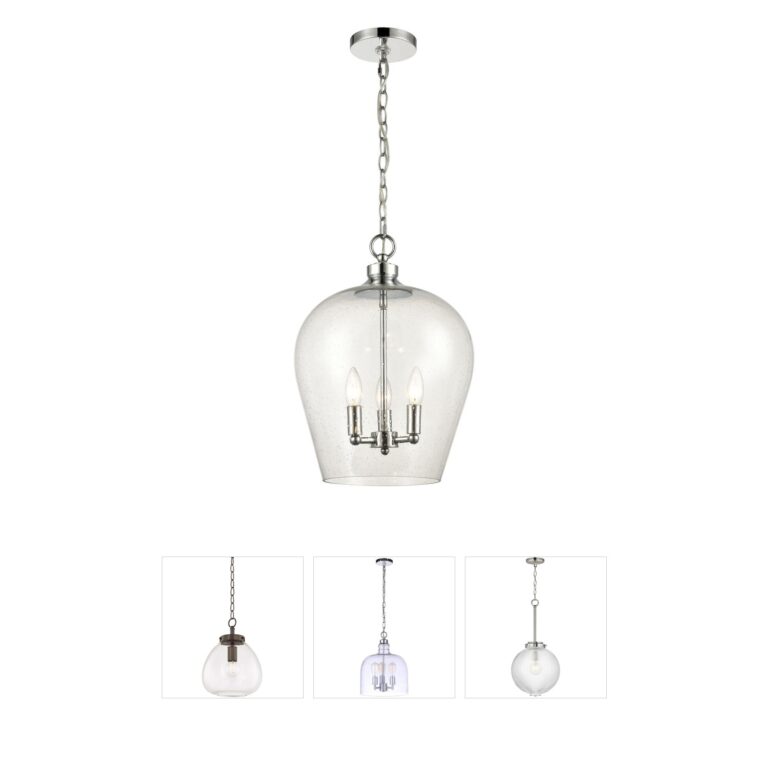 Atlas Lighting & Home Darlene 3-Light Polished Chrome Pendant with Seeded Glass