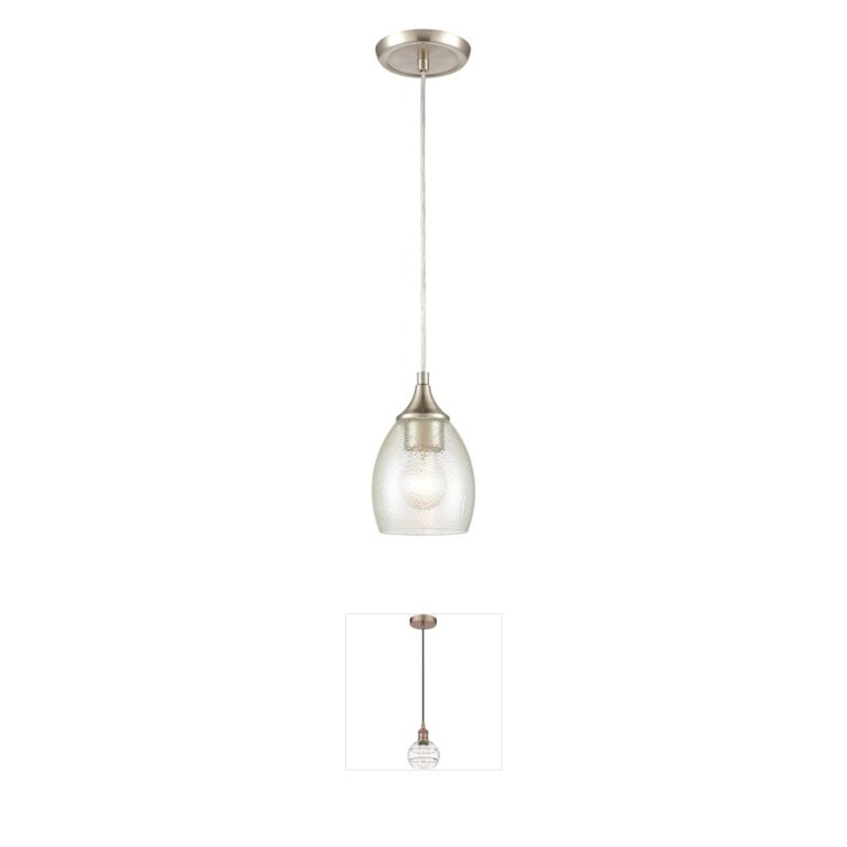 Atlas Lighting & Home Miranda Satin Nickel Steel Mini Pendant with Seeded Glass