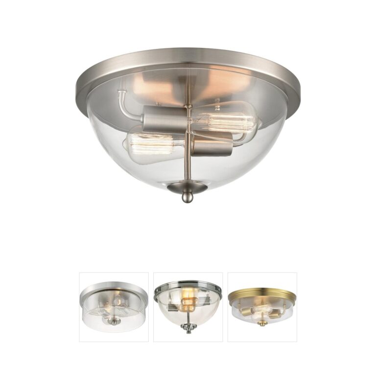 Atlas Lighting & Home Astoria Brushed Nickel Steel & Glass Flush Mount