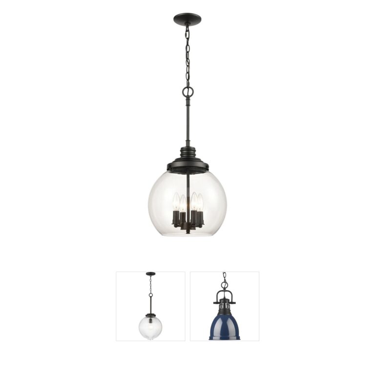 Atlas Lighting & Home Chandra 4-Light Matte Black Steel Pendant with Clear Glass