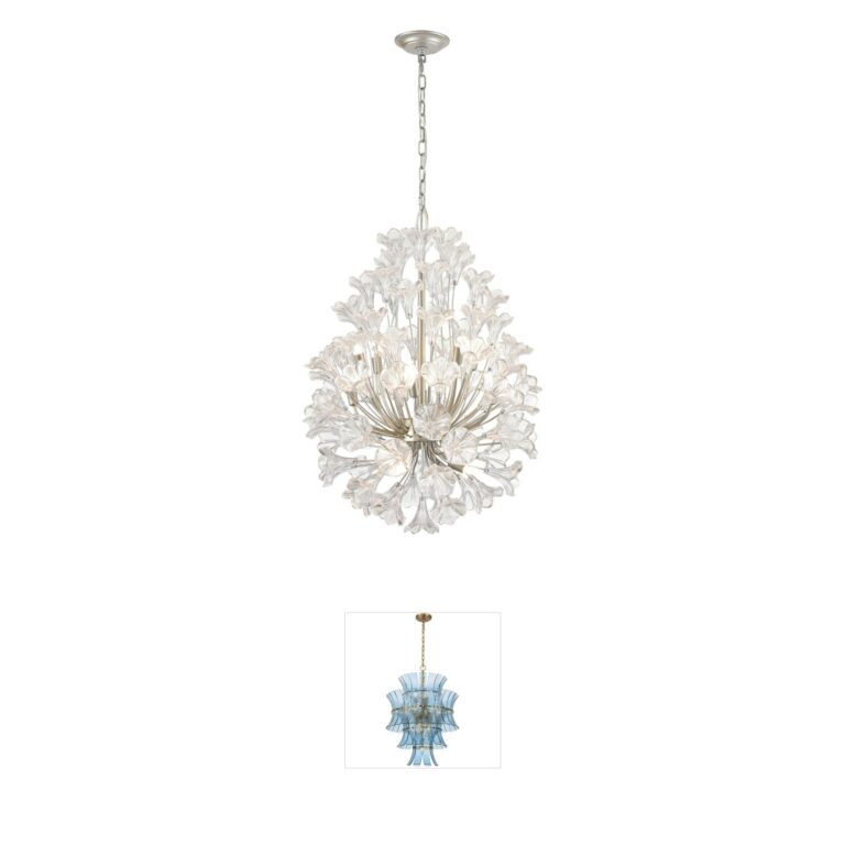 Atlas Lighting & Home Celene 12-Light Aged Silver Chandelier with Clear Glass Floretes