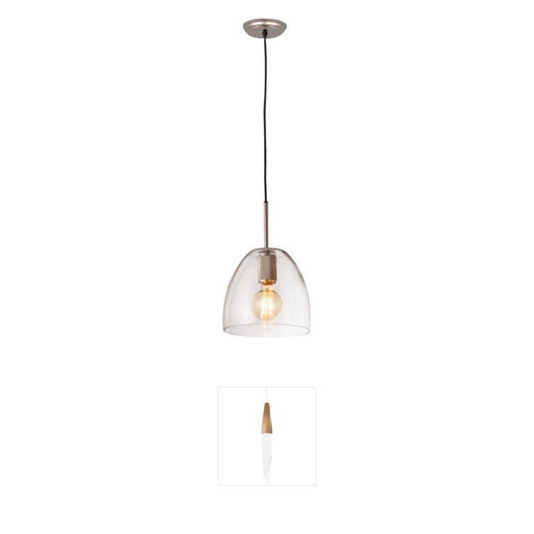 Atlas Lighting & Home Netta 10-Inch Satin Nickel Mini Pendant with Clear Glass