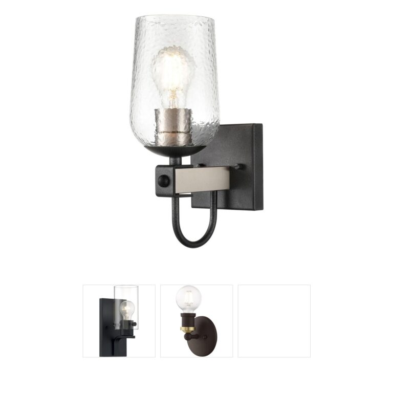 Atlas Lighting & Home Blakely Charcoal and Brushed Nickel Vanity Light with Transparent Glass