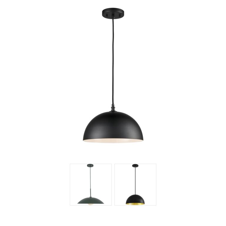 Atlas Lighting & Home Chelsea 12-Inch Black Steel Metal Shade Pendant