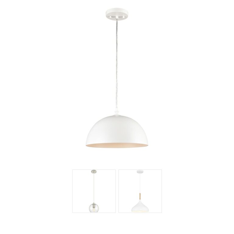 Atlas Lighting & Home Chelsea 12-Inch White Steel Pendant