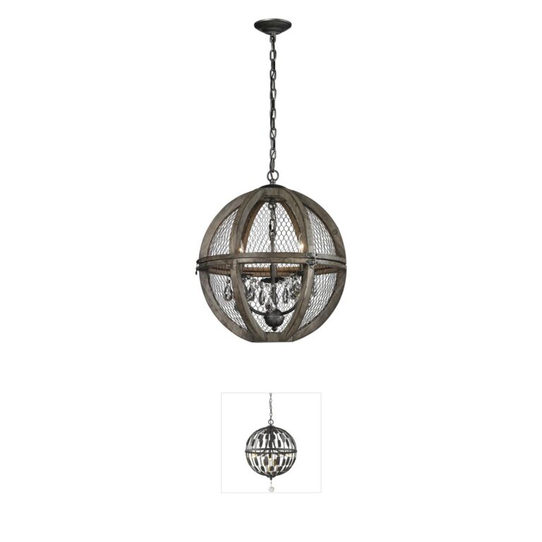 Atlas Lighting & Home Renaissance Invention 18" Aged Wood and K9 Crystal Chandelier