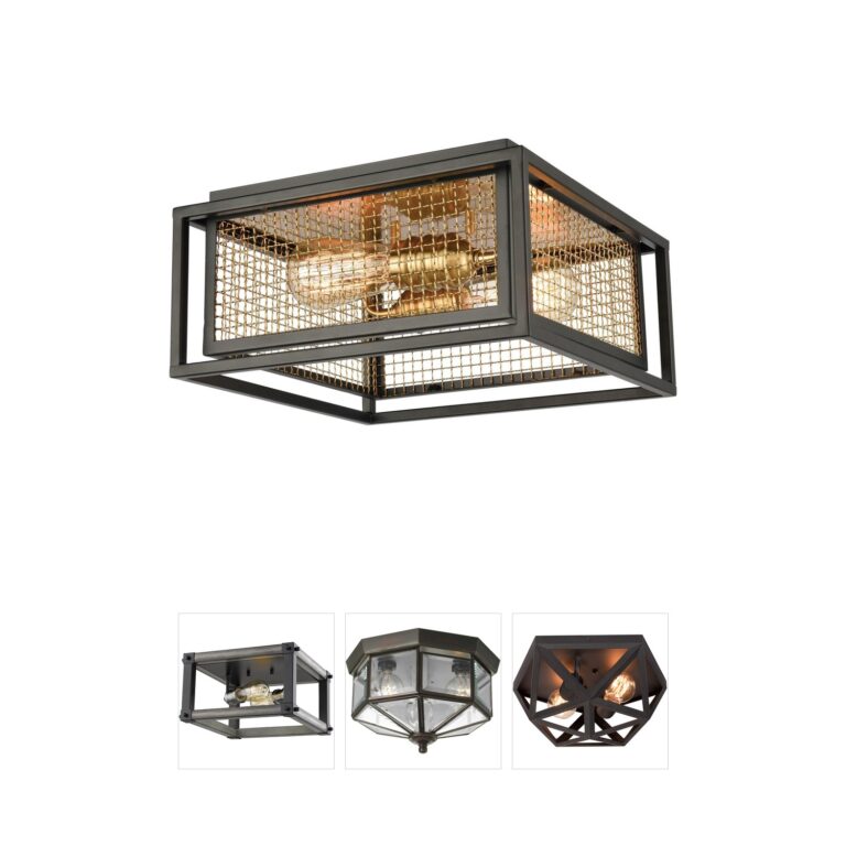 Atlas Lighting & Home Jarvis 12-Inch Matte Black and Burnished Brass Flush Mount