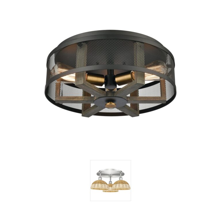 Atlas Lighting & Home Woodbridge 17-Inch Matte Black Mesh Flush Mount