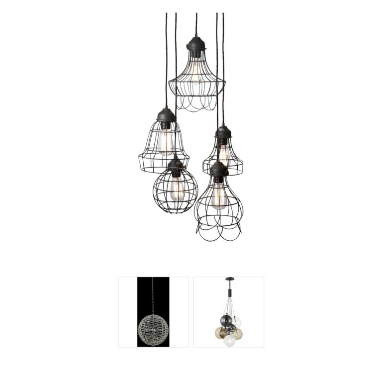 Atlas Lighting & Home Wire Collection 5-Light Black Iron Lantern Pendant