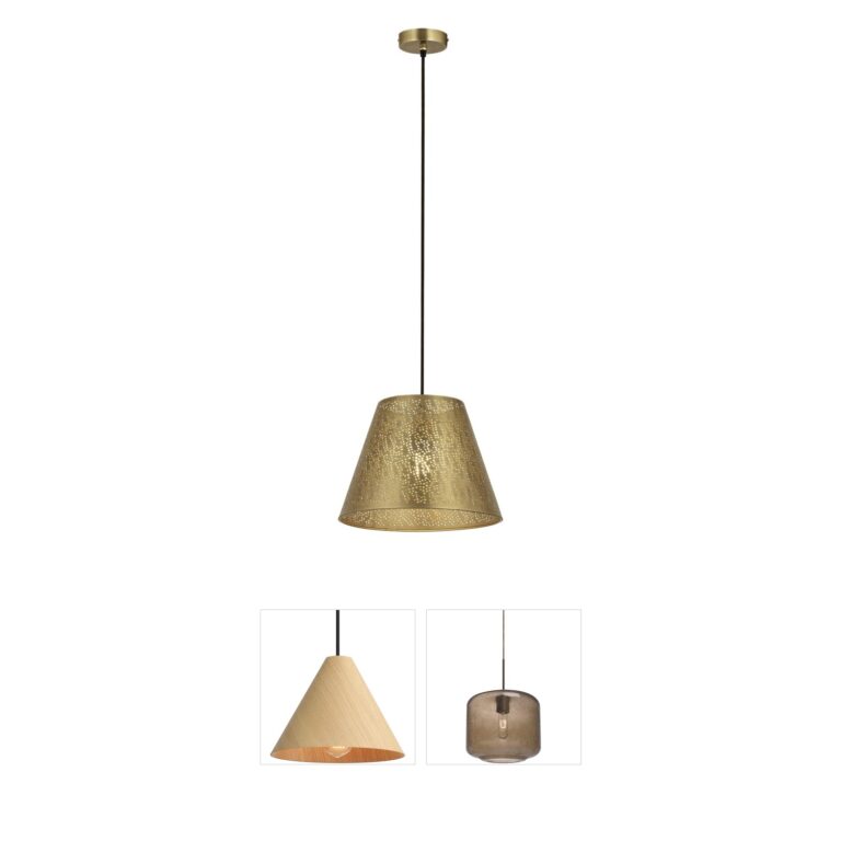 Atlas Lighting & Home Hargen 15-Inch Antique Brass Metal Pendant