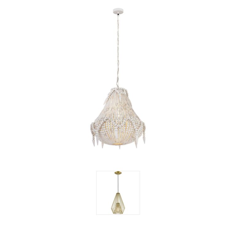 Atlas Lighting & Home Phoebe Grove White Wood Bead Pendant