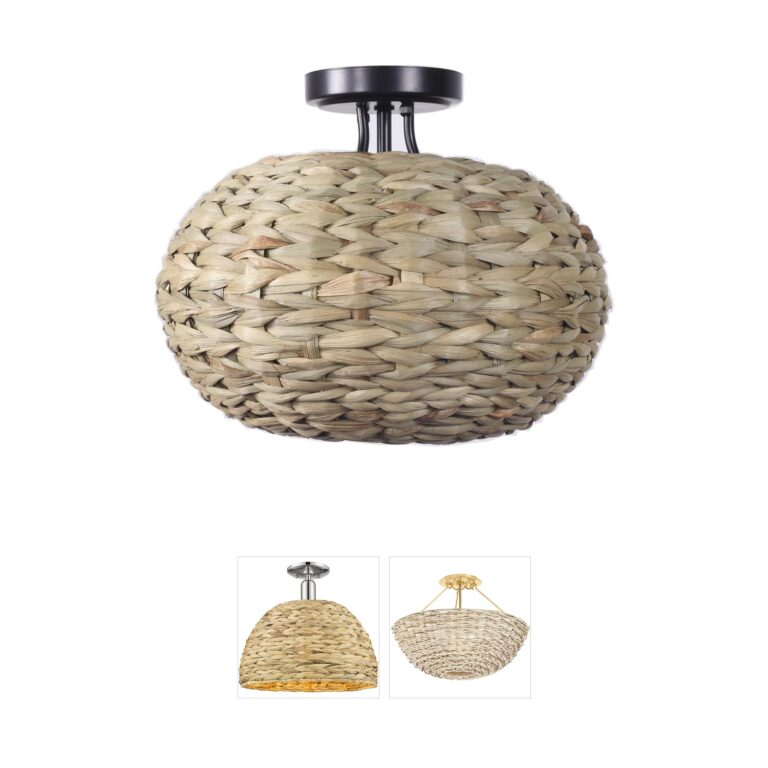 Atlas Lighting & Home Cove 14-Inch Natural Seagrass Semi-Flush Mount
